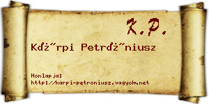Kárpi Petróniusz névjegykártya